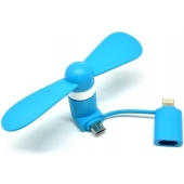 Mini Fan Lightning Micro-USB Blauw
